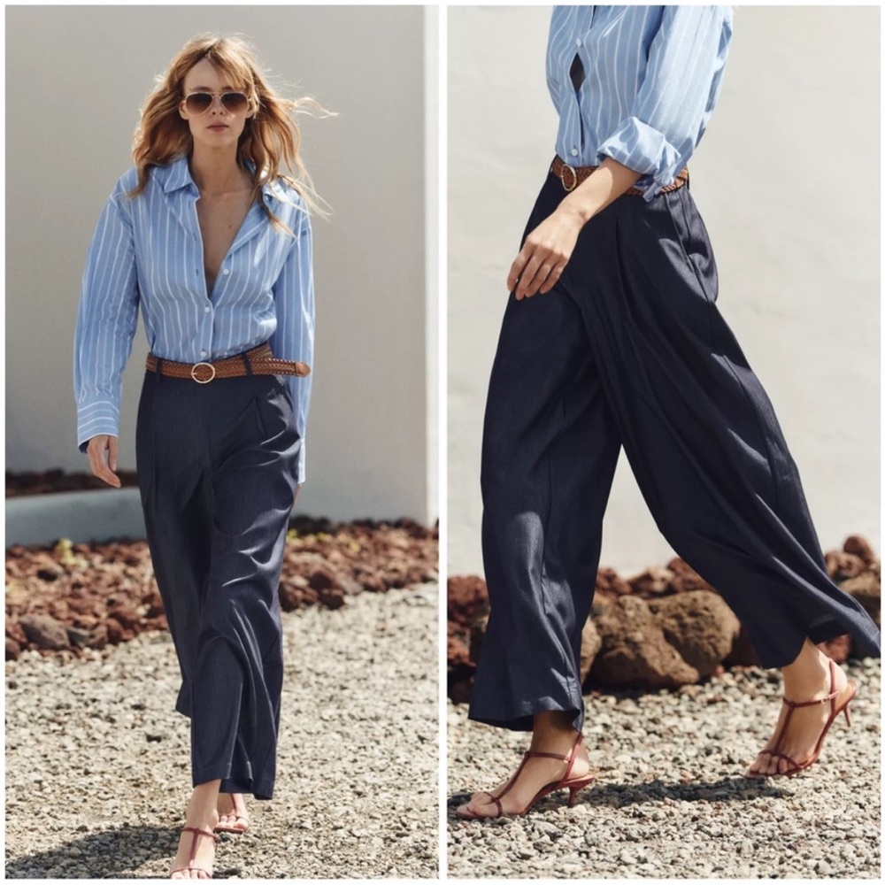 ZARA WIDE LEG BELTED PANTS - Picture 2 of 2